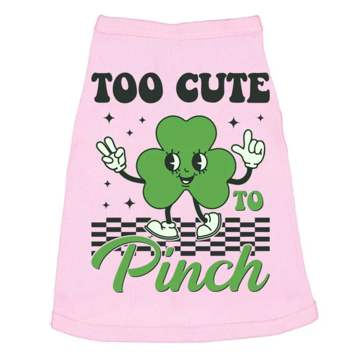 St Patricks Day Too Cute To Pinch Retro Cartoon Shamrock Clover Doggie Tank