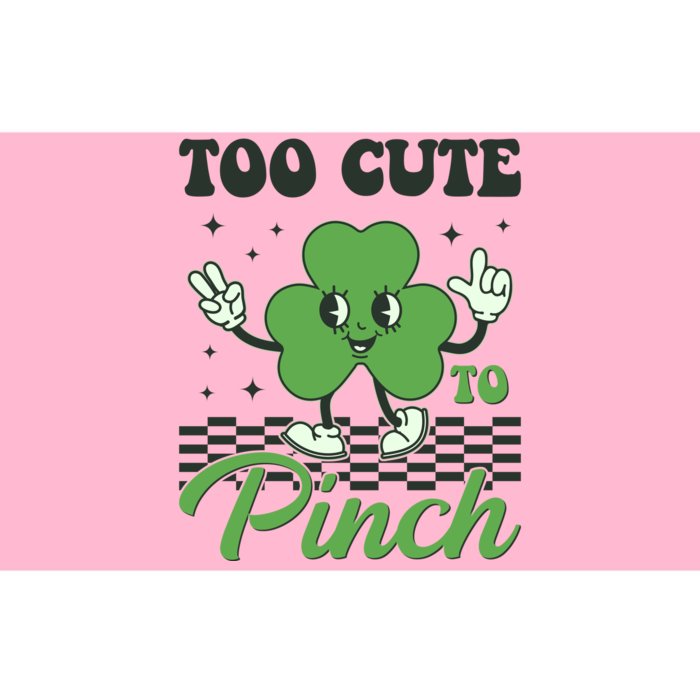 St Patricks Day Too Cute To Pinch Retro Cartoon Shamrock Clover Bumper Sticker