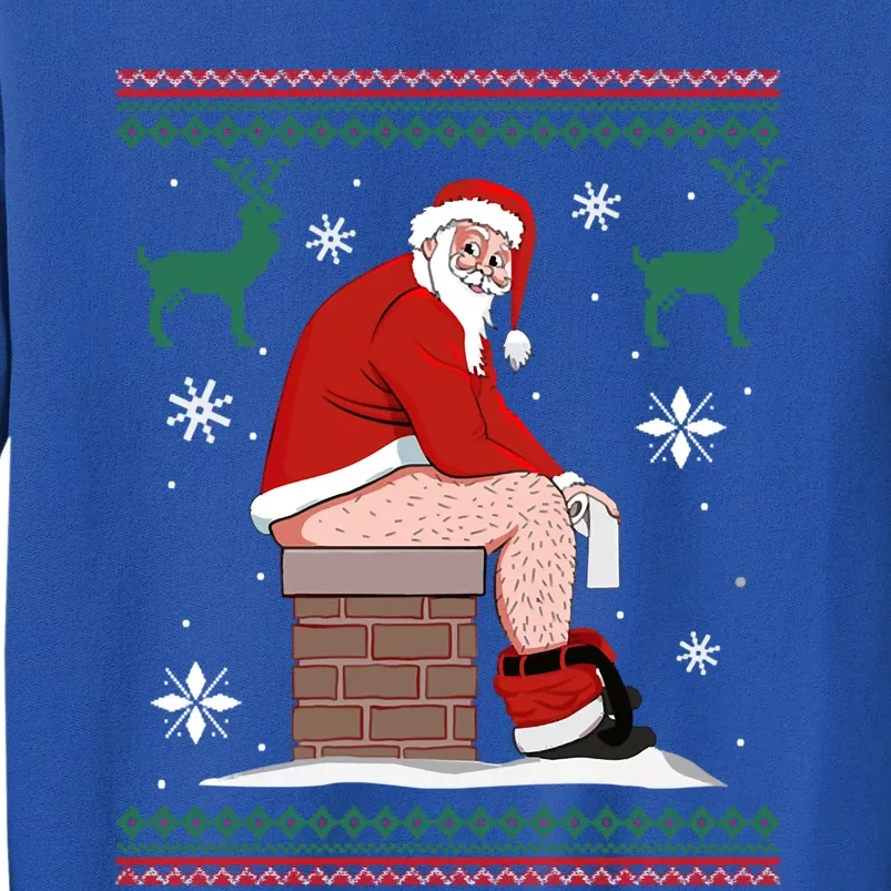 Santa Pooping Down The Chimney Ugly Christmas Sweater Cool Gift Tall Sweatshirt