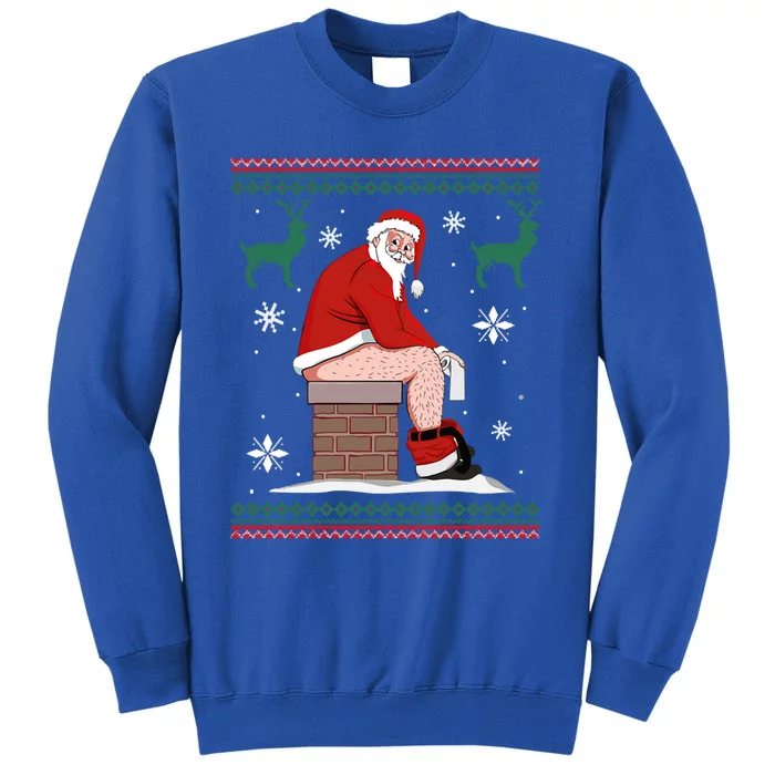 Santa Pooping Down The Chimney Ugly Christmas Sweater Cool Gift Tall Sweatshirt