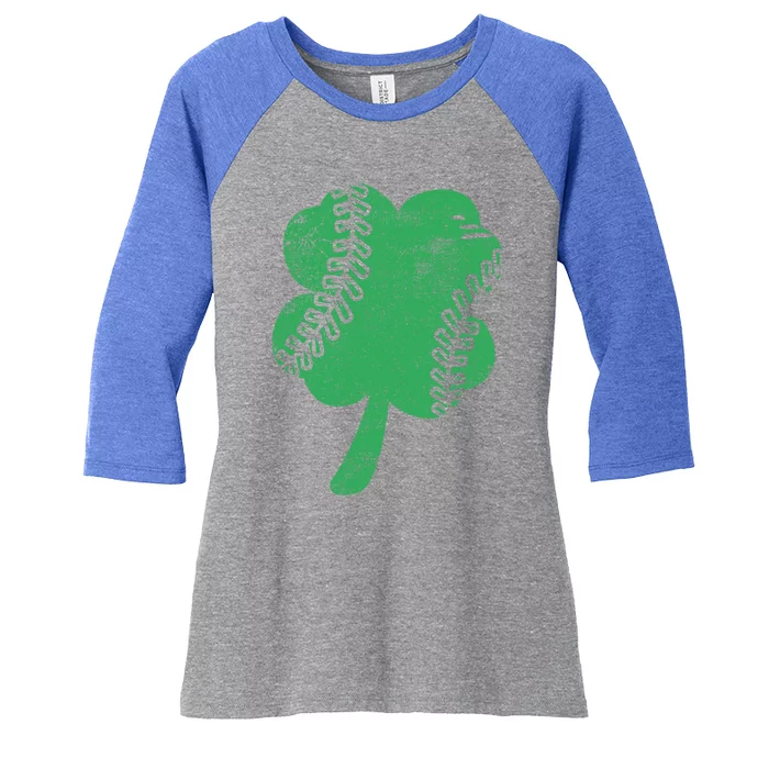 St Patrick’s Day Baseball Shamrock Irish Gift Women's Tri-Blend 3/4-Sleeve Raglan Shirt