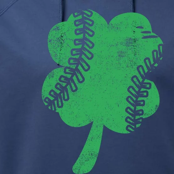 St Patrick’s Day Baseball Shamrock Irish Gift Performance Fleece Hoodie