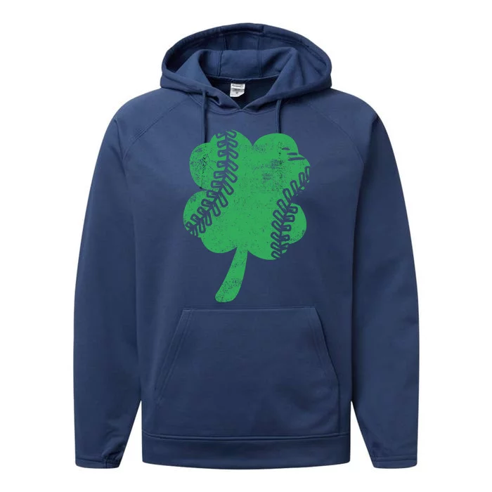 St Patrick’s Day Baseball Shamrock Irish Gift Performance Fleece Hoodie