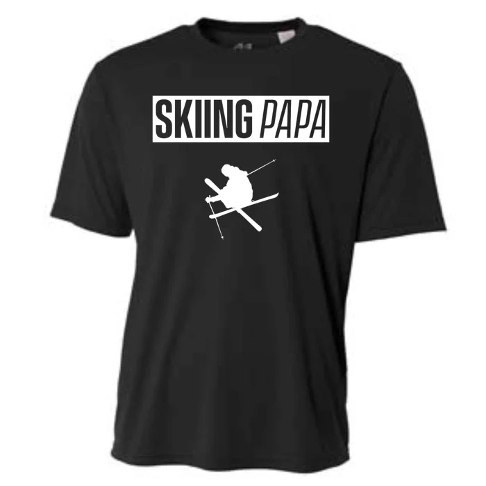 Skiing Papa Dad Skier Ski Father Gift Cooling Performance Crew T-Shirt