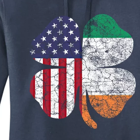 St Patricks Day Irish American Flag Ireland Shamrock Paddys Funny Gift Women's Pullover Hoodie