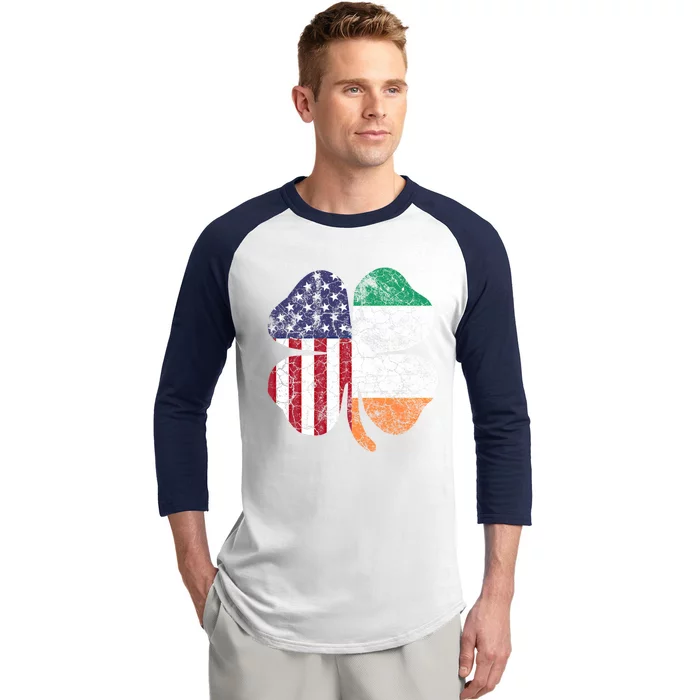 St Patricks Day Irish American Flag Ireland Shamrock Paddys Funny Gift Baseball Sleeve Shirt