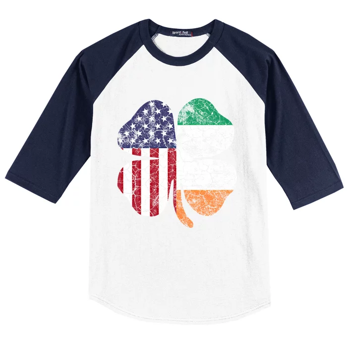 St Patricks Day Irish American Flag Ireland Shamrock Paddys Funny Gift Baseball Sleeve Shirt