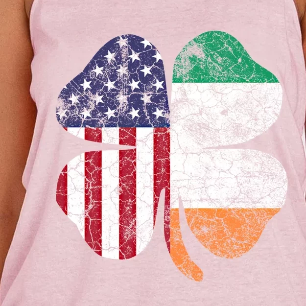 St Patricks Day Irish American Flag Ireland Shamrock Paddys Funny Gift Women's Knotted Racerback Tank