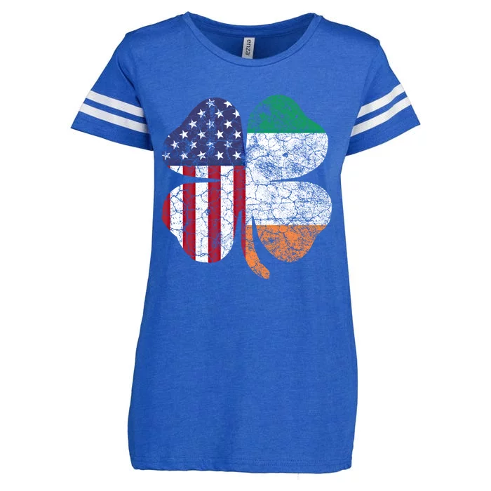 St Patricks Day Irish American Flag Ireland Shamrock Paddys Funny Gift Enza Ladies Jersey Football T-Shirt