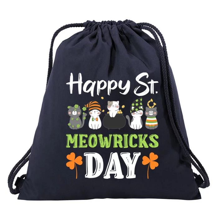 St Patricks Day Outfit Cute Cats Cool Gift Drawstring Bag