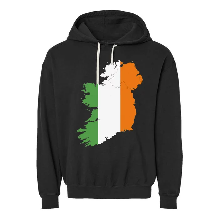 St. Patrick's Day Irish Map And Flag Of Ireland Garment-Dyed Fleece Hoodie