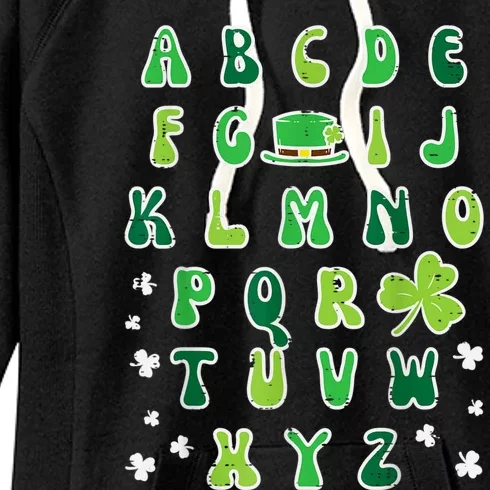 St Patricks Day ABC Alphabet Saint Pattys Paddys Teacher Women's Fleece Hoodie