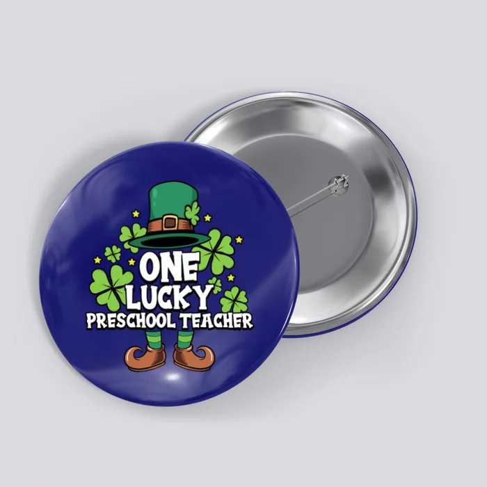 St Patricks Day Leprechaun One Lucky Preschool Teacher Cool Gift Button