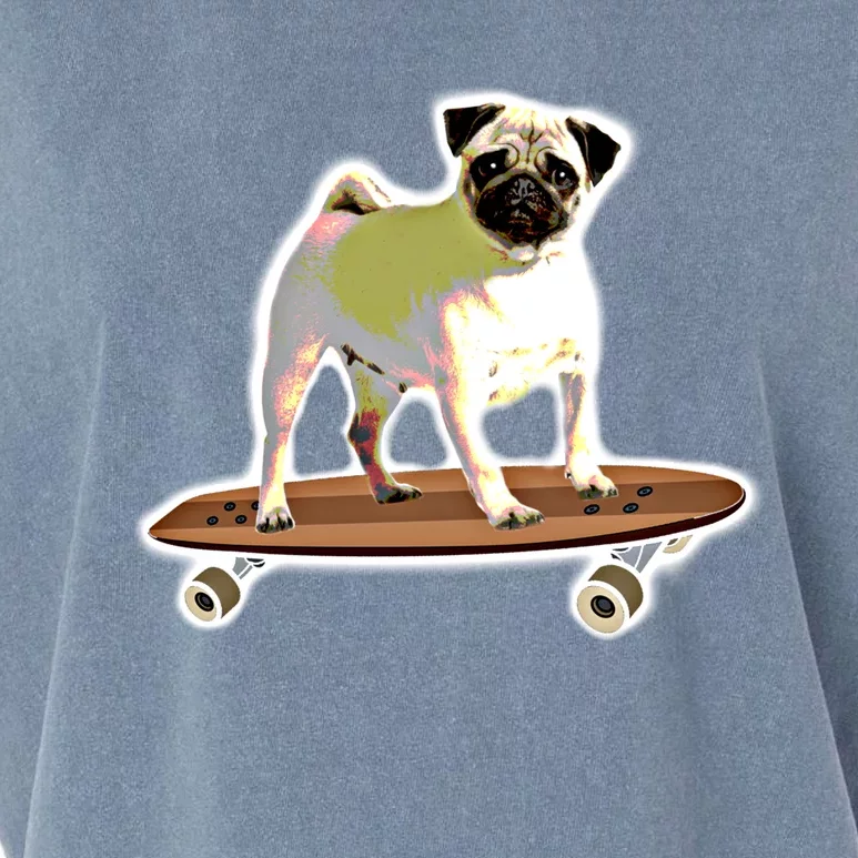 Skateboarding Pug Dog Riding Skateboard Skater Gift Garment-Dyed Women's Muscle Tee