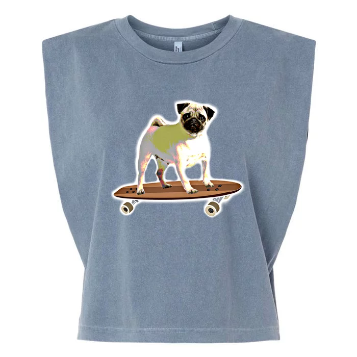 Skateboarding Pug Dog Riding Skateboard Skater Gift Garment-Dyed Women's Muscle Tee