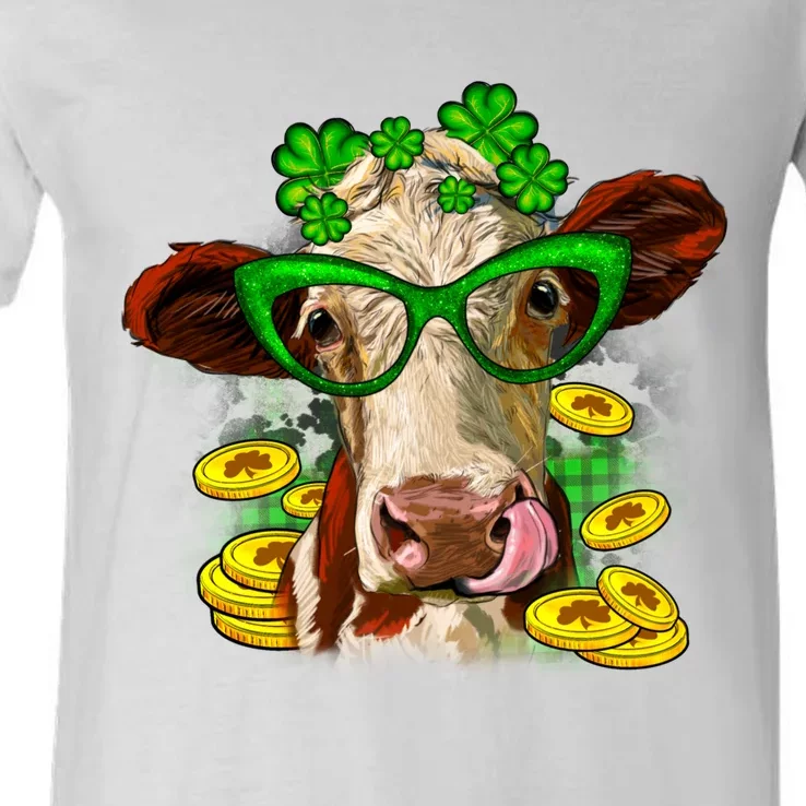 St. Patrick's Day Cow V-Neck T-Shirt