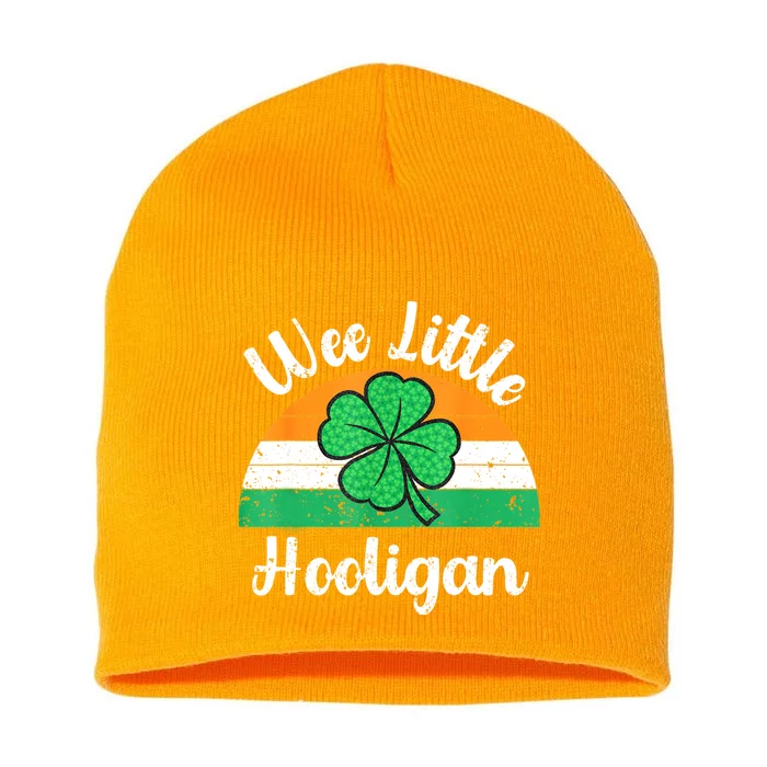 St Patricks Day Wee Little Hooligan Boy Funny Short Acrylic Beanie