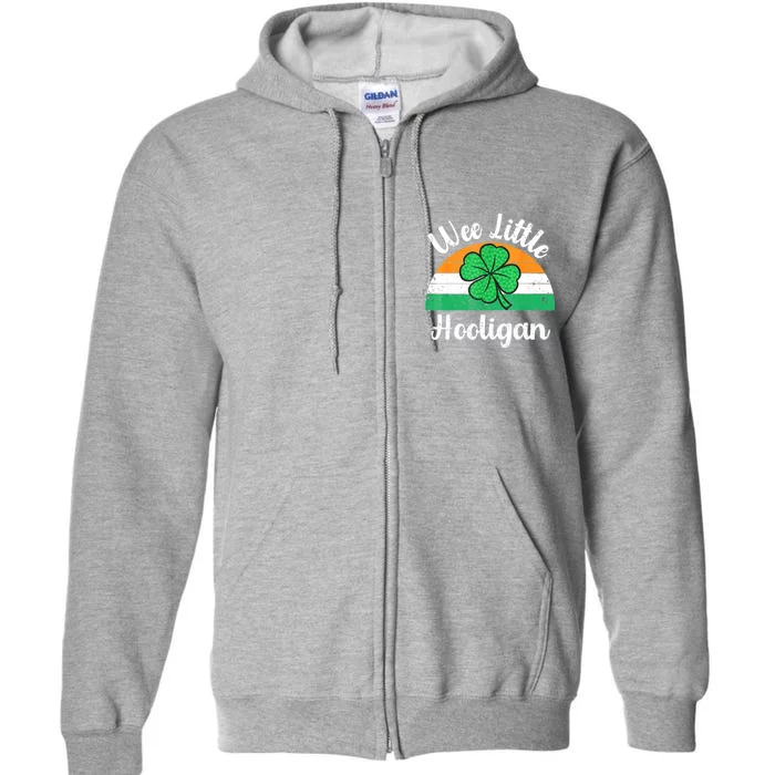 St Patricks Day Wee Little Hooligan Boy Funny Full Zip Hoodie