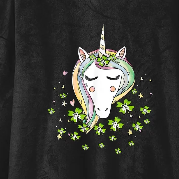 St Patricks Day Shamrock Unicorn Girls Irish Cool Green Kids Hooded Wearable Blanket