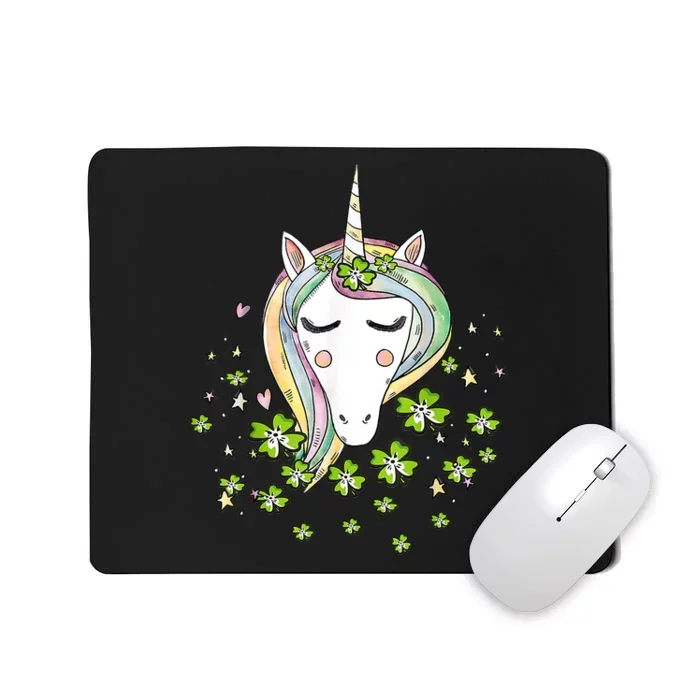 St Patricks Day Shamrock Unicorn Girls Irish Cool Green Kids Mousepad