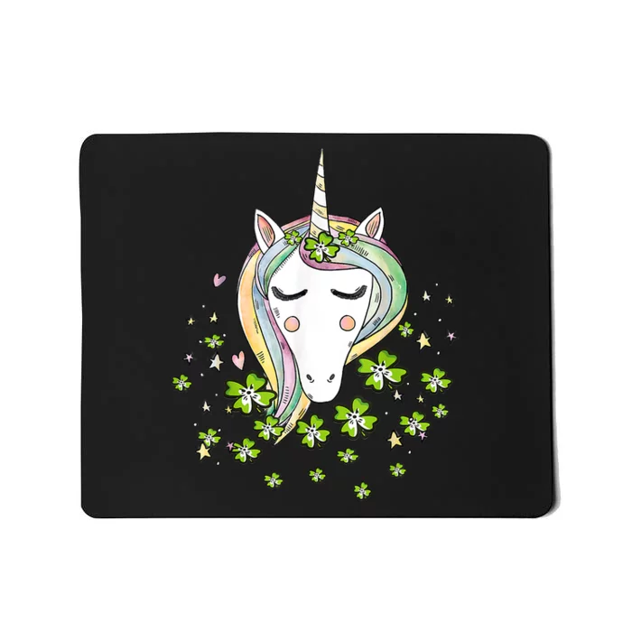 St Patricks Day Shamrock Unicorn Girls Irish Cool Green Kids Mousepad