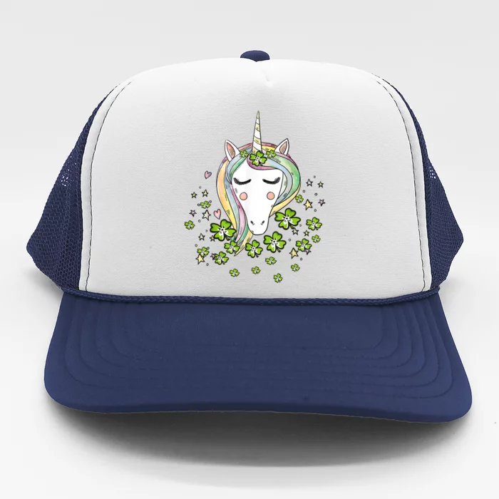 St Patricks Day Shamrock Unicorn Girls Irish Cool Green Kids Trucker Hat