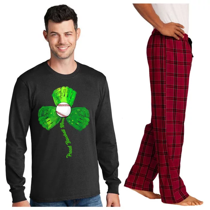 St Patricks Day Baseball Catcher Softball Irish Mom Shamrock Cute Gift Long Sleeve Pajama Set