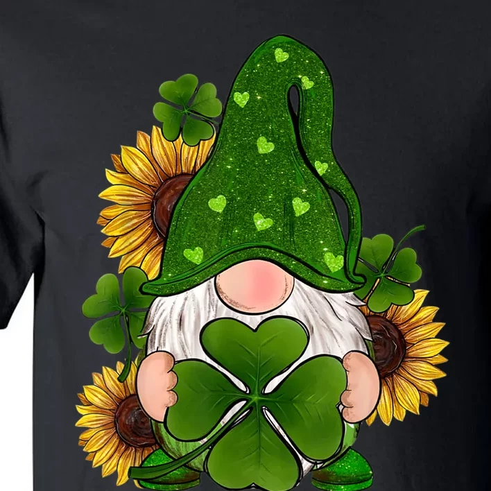 St Patrick's Day Cute Gnomes Holding Shamrock Sunflower Tall T-Shirt