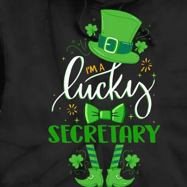 Saint Patrick's Day Leprechaun I'm A Lucky Secretary Gift Tie Dye Hoodie