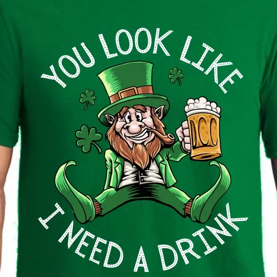 St. Patrick's Day You Look Like I Need A Drink Beer Shamrock Pajama Set