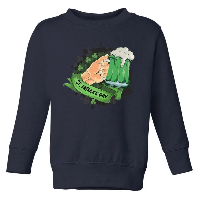 St. Patrick's Day Green Beer Drinking Toddler Sweatshirt