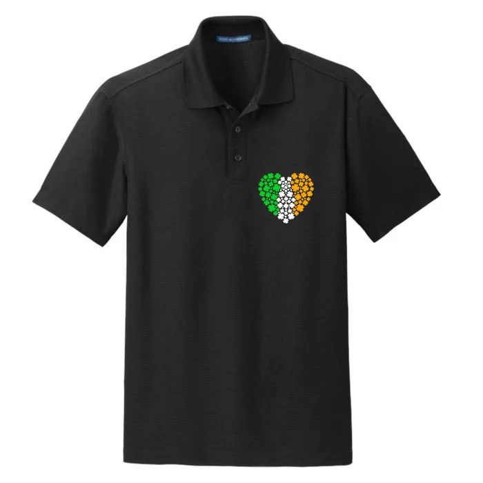 St Patricks Day Shamrock Love Heart Irish Flag Dry Zone Grid Performance Polo