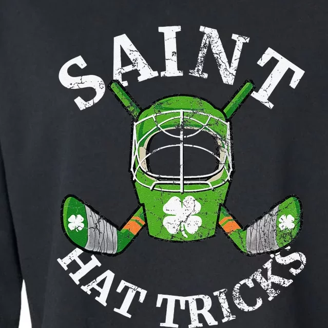 St. Patrick's Day Saint Hat Tricks Hockey Shamrock Gift Cropped Pullover Crew