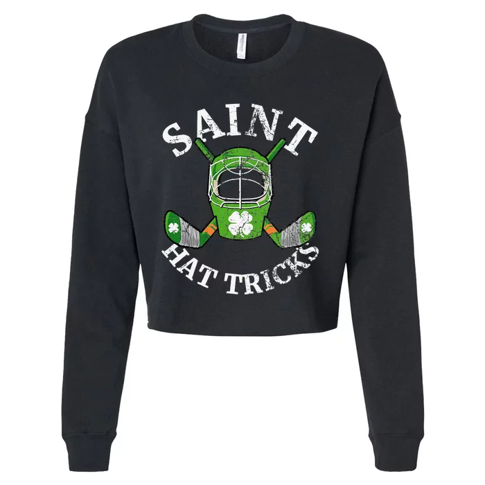 St. Patrick's Day Saint Hat Tricks Hockey Shamrock Gift Cropped Pullover Crew