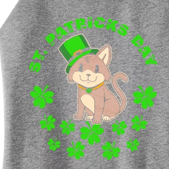 Saint Patrick's Day Cat Shamrock St Paddy Ireland Kitten Gift Women’s Perfect Tri Rocker Tank