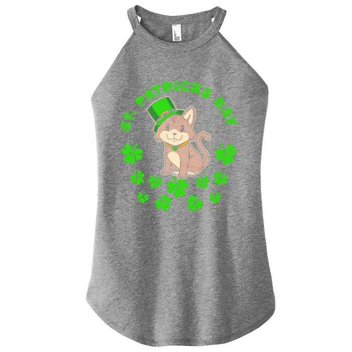 Saint Patrick's Day Cat Shamrock St Paddy Ireland Kitten Gift Women’s Perfect Tri Rocker Tank