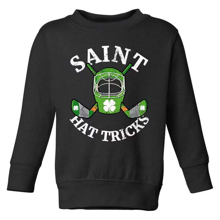 St Patrick's Day Saint Hat Tricks Hockey Shamrock Toddler Sweatshirt