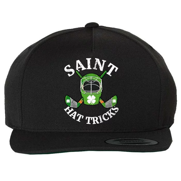 St Patrick's Day Saint Hat Tricks Hockey Shamrock Wool Snapback Cap