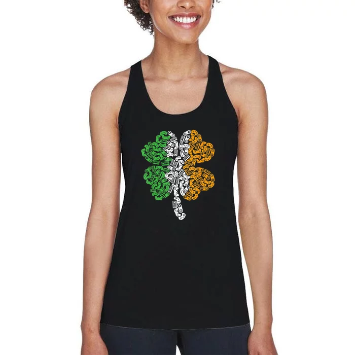 St Patricks Day shamrock Gaming Video Gamer kids boys men Women's Racerback Tank