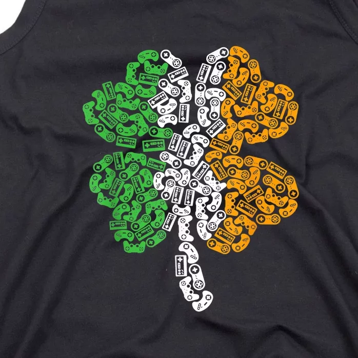 St Patricks Day shamrock Gaming Video Gamer kids boys men Tank Top