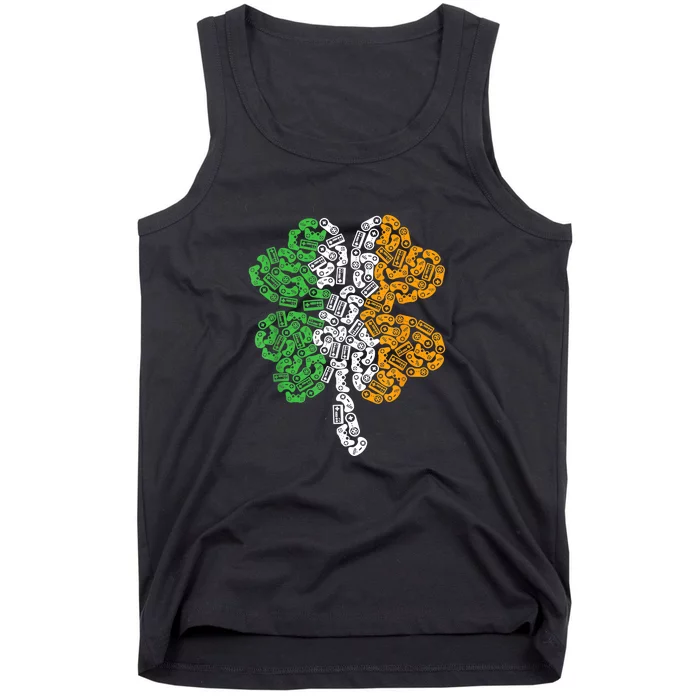 St Patricks Day shamrock Gaming Video Gamer kids boys men Tank Top