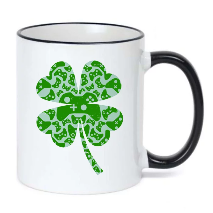 St Patricks Day Shamrock Clover Video Game Controllers Gamer Black Color Changing Mug