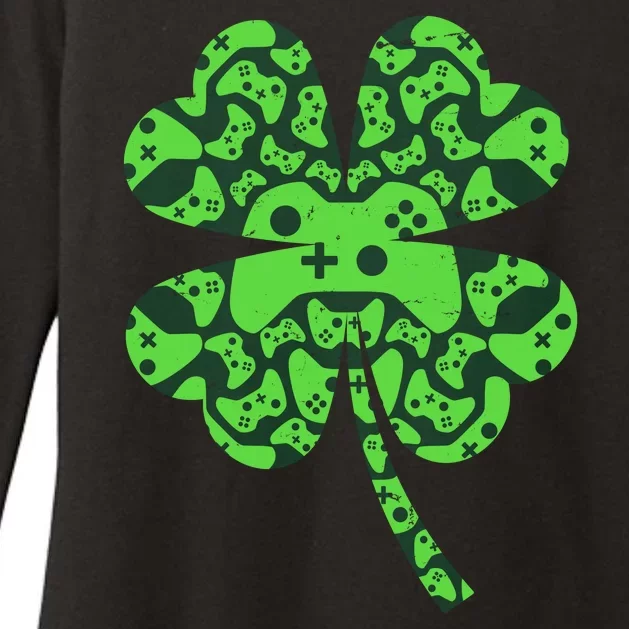 St Patricks Day Shamrock Clover Video Game Controllers Gamer Womens CVC Long Sleeve Shirt