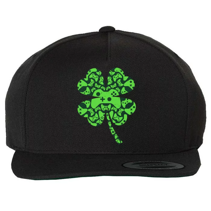 St Patricks Day Shamrock Clover Video Game Controllers Gamer Wool Snapback Cap