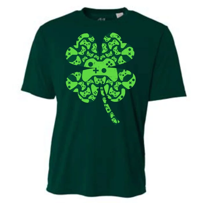 St Patricks Day Shamrock Clover Video Game Controllers Gamer Cooling Performance Crew T-Shirt