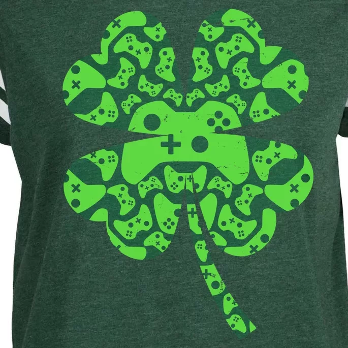 St Patricks Day Shamrock Clover Video Game Controllers Gamer Enza Ladies Jersey Football T-Shirt