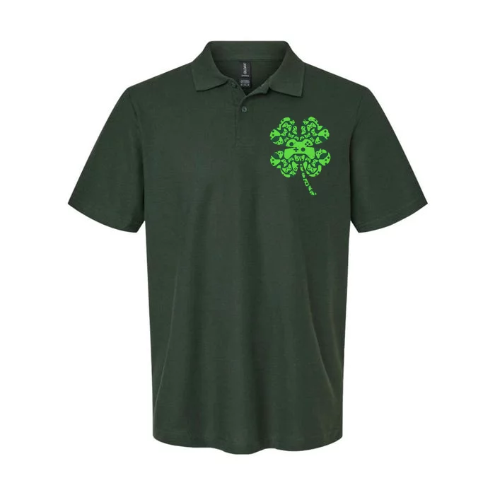 St Patricks Day Shamrock Clover Video Game Controllers Gamer Softstyle Adult Sport Polo