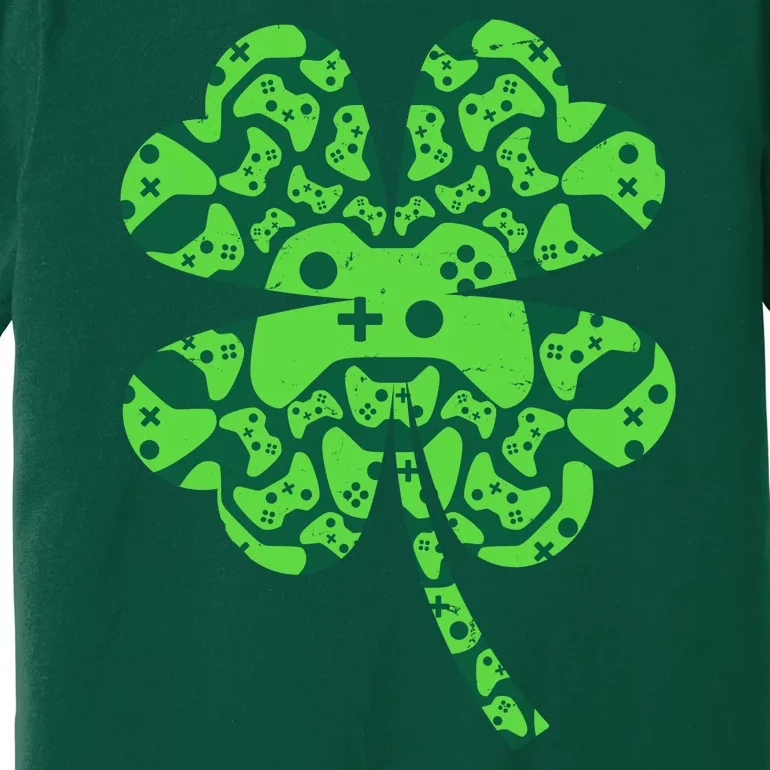 St Patricks Day Shamrock Clover Video Game Controllers Gamer Premium T-Shirt