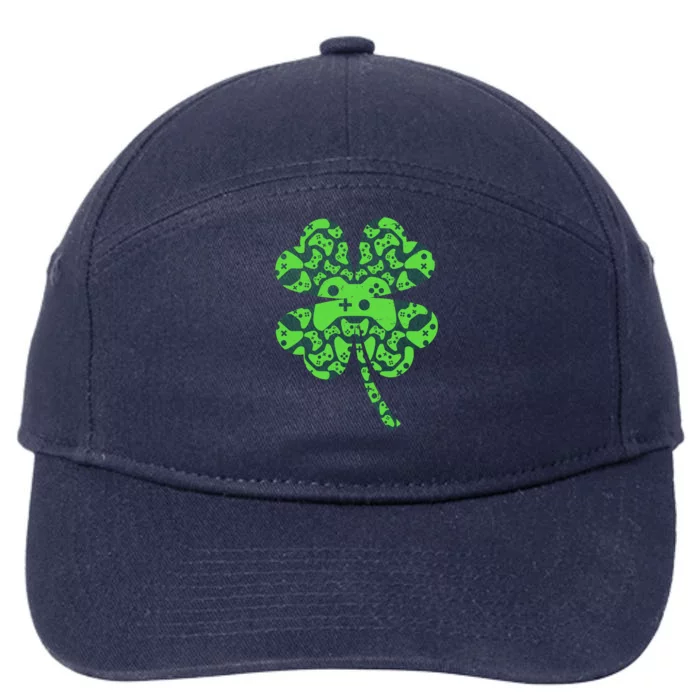 St Patricks Day Shamrock Clover Video Game Controllers Gamer 7-Panel Snapback Hat