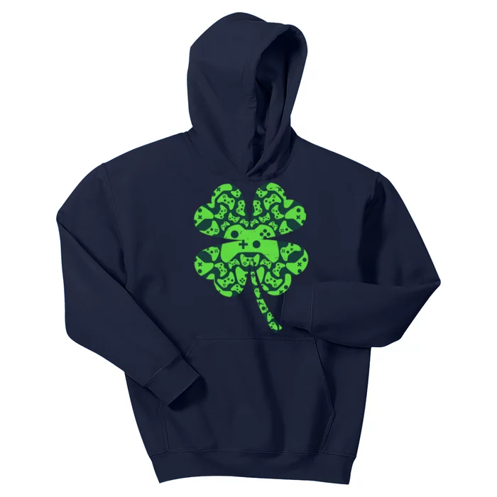 St Patricks Day Shamrock Clover Video Game Controllers Gamer Kids Hoodie